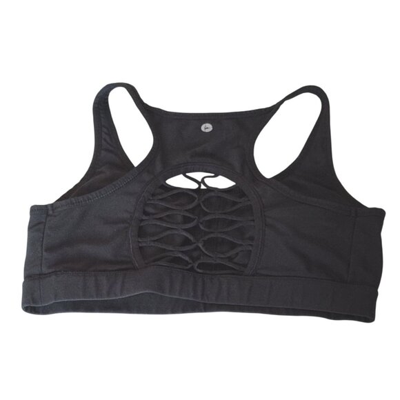 90 Degree By Reflex Black Sports Bra Women Size M Open Back Removeable Pads - Picture 2 of 8